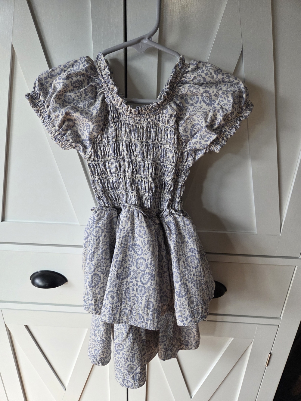 3T Girls Smocked Blue Floral Tiered Dress